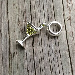Silver Martini Glass Charm fits Pandora